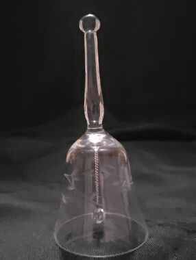 Clear Etched Glass Hand Bell - Transparent